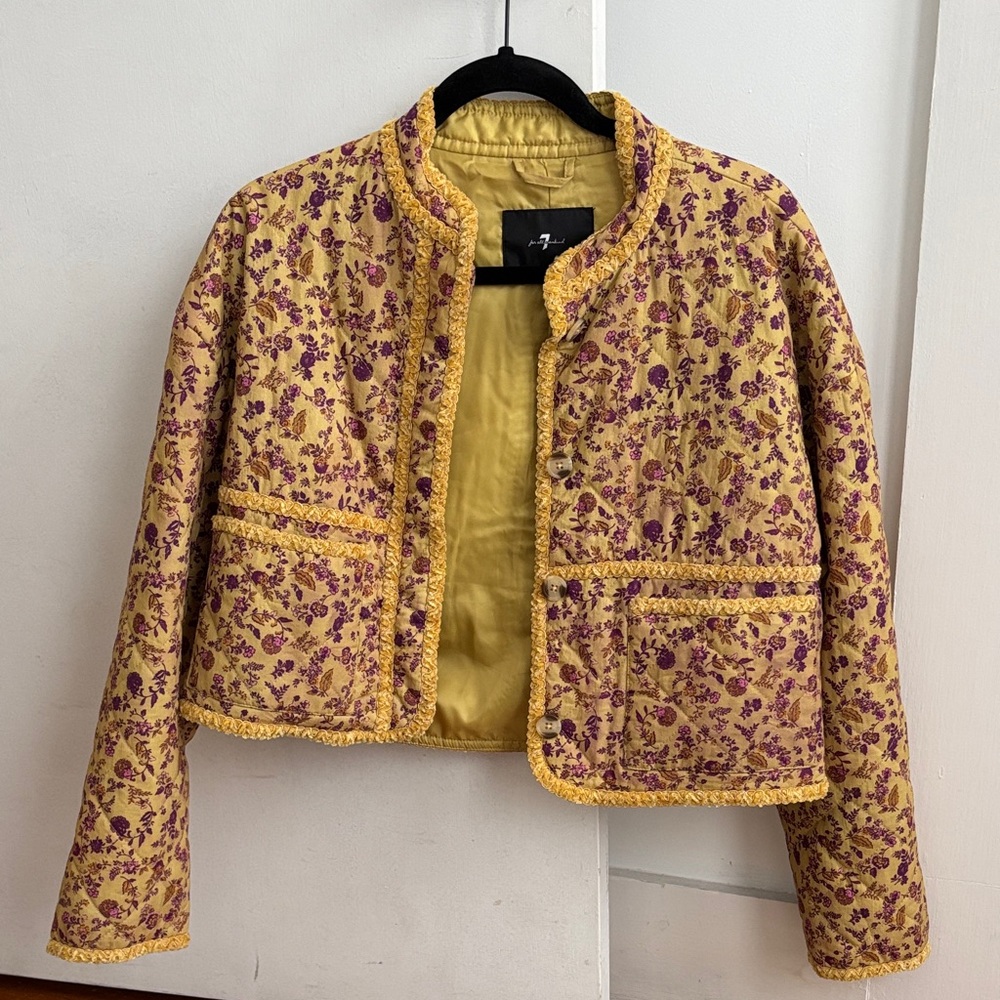 7 For All Mankind Yellow and Purple Floral Jacket